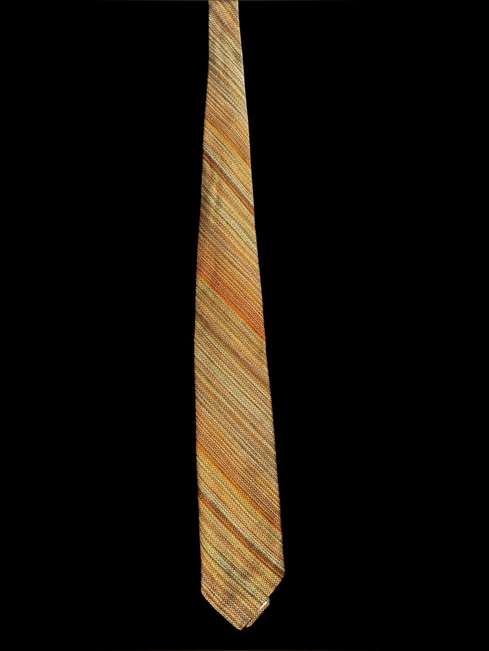 Vintage Sam Milo Henri’s Necktie 53” Textured Woven Orange Green Brown MCM